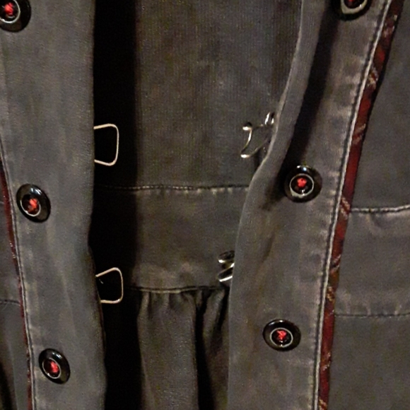 Military steampunk acid wash sweatshirt jacket L - Picture 3 of 5